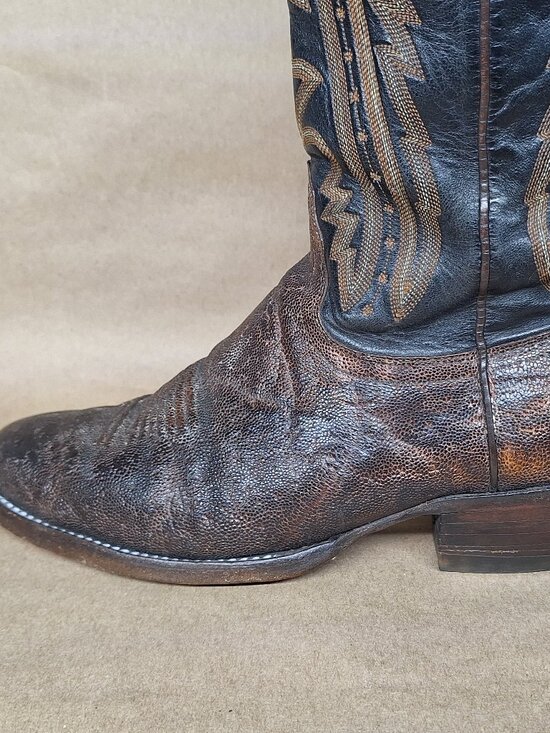 LUCCHESE 2000 Men\'s Ostrich Leg Leather Western Boots Size 9D (T3031) main image 6